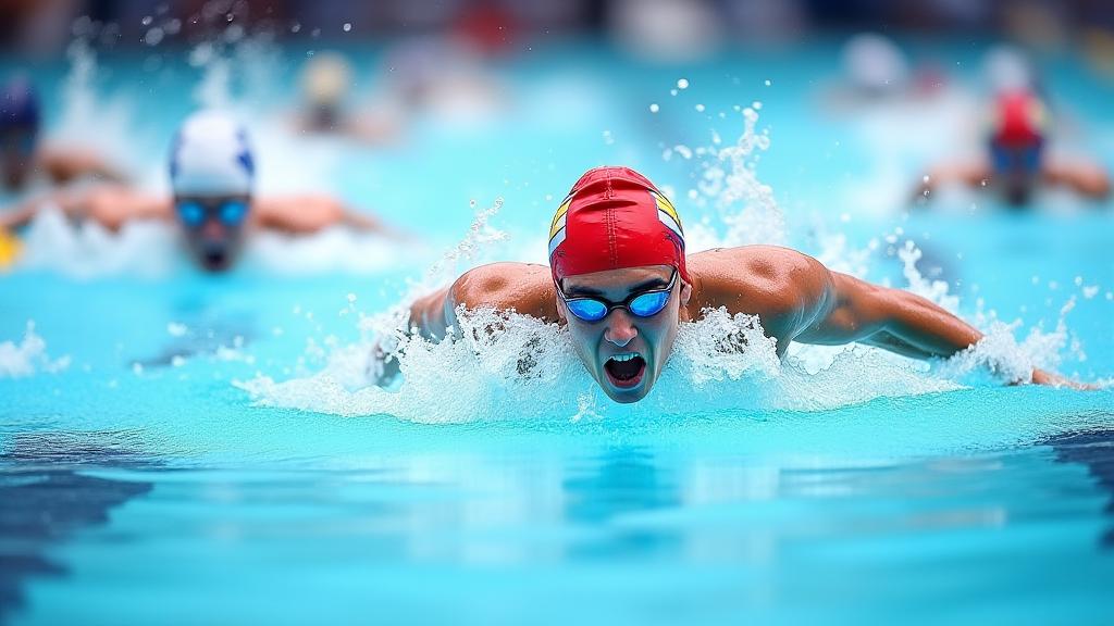 Swimmers competing in a race at the SEA Games.